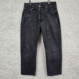 Vintage Levi's 501 Jeans Women 30 (fits 27x26) Black Straight High Rise Grunge